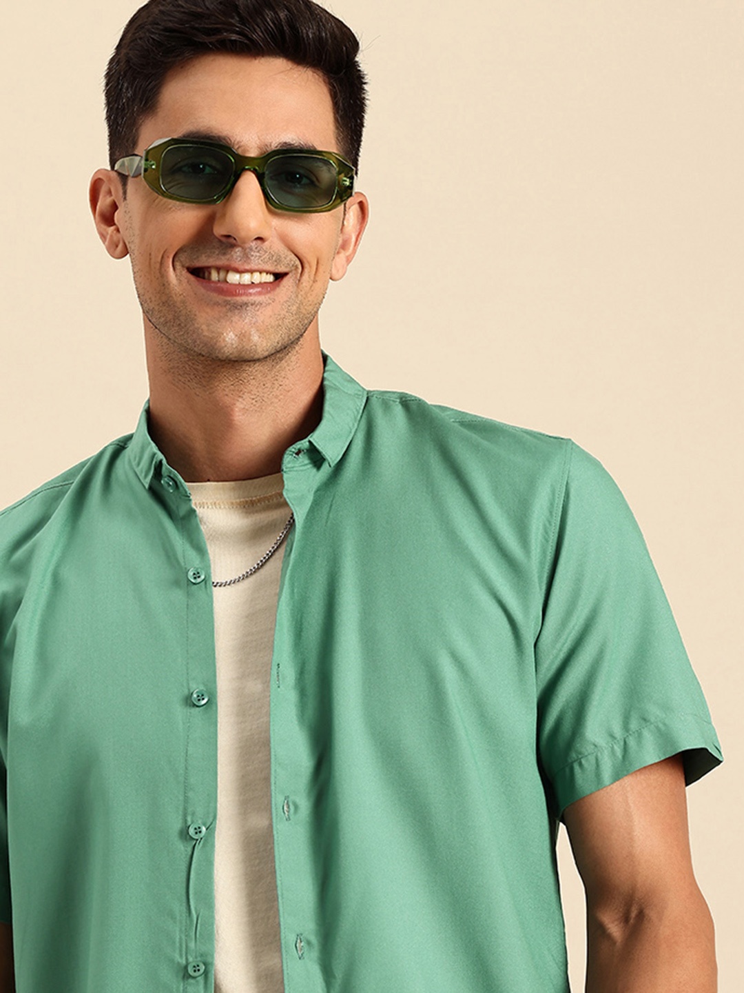 

Mast & Harbour Spread Collar Casual Shirt, Green