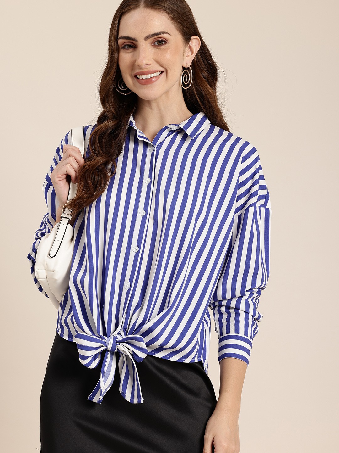 

HERE&NOW Striped Long Sleeves Casual Shirt, Blue