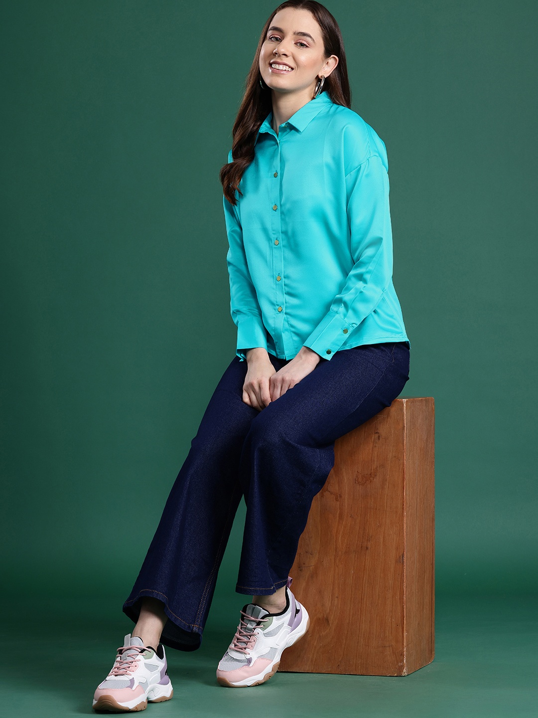 

DressBerry Satin Finish Party Shirt, Turquoise blue