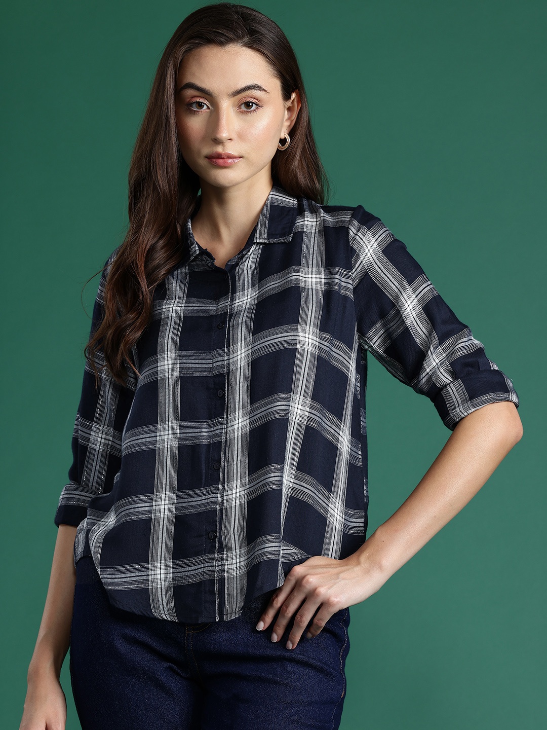 

DressBerry Checked Casual Shirt, Navy blue