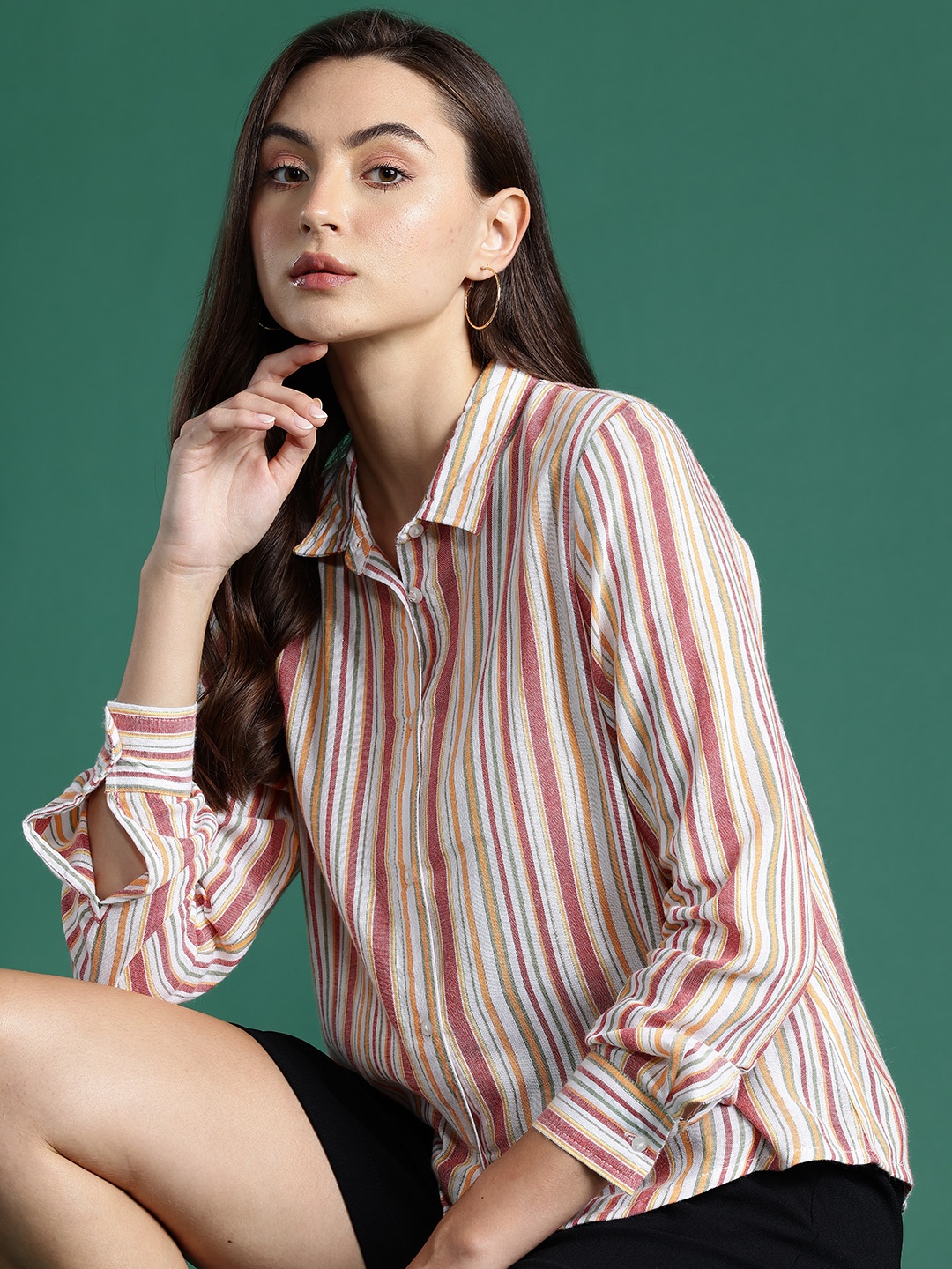

DressBerry Striped Pure Cotton Shirt, Off white