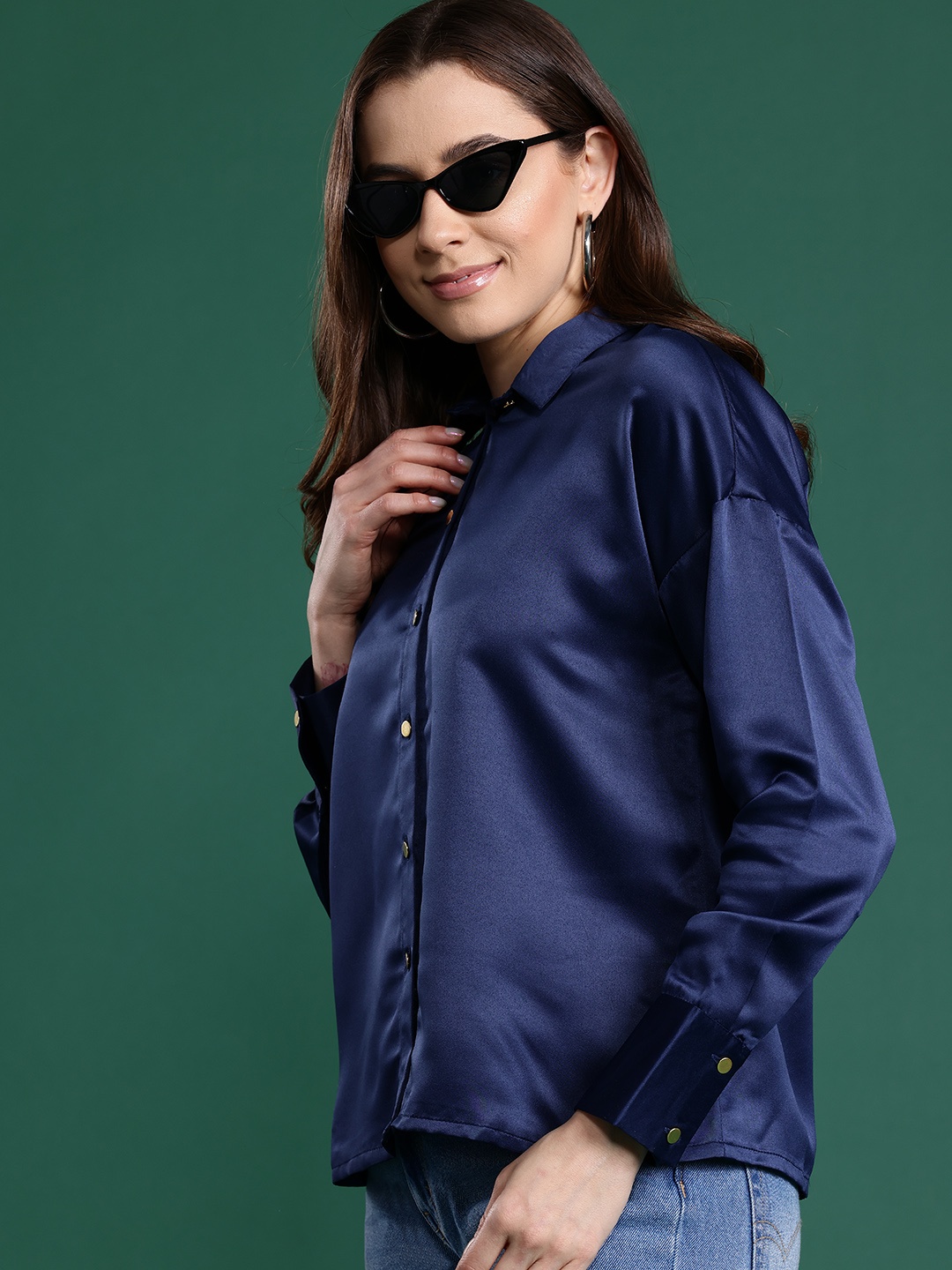 

DressBerry Satin Finish Party Shirt, Navy blue