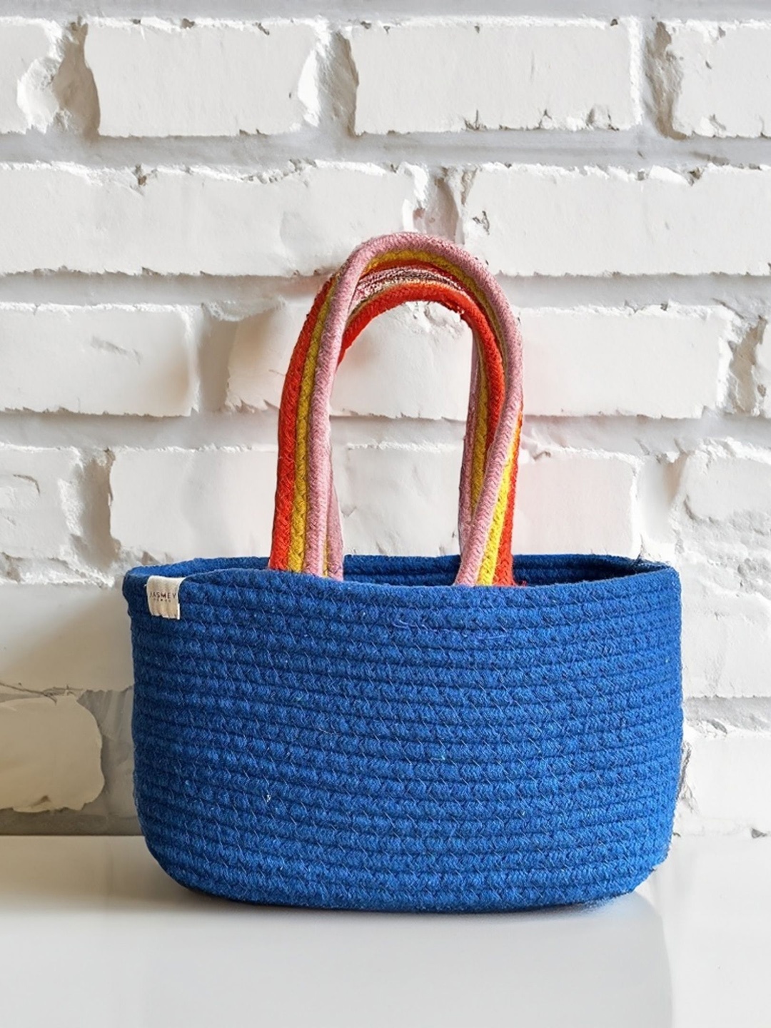 

JASMEY HOMES Blue Cotton Robe Storage Basket