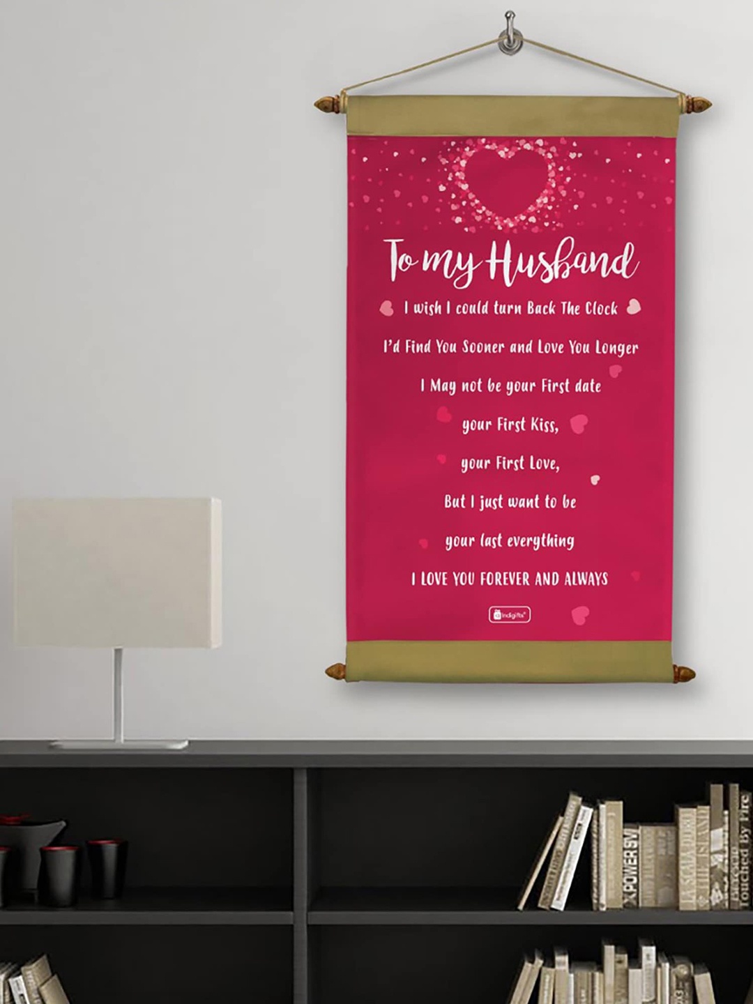 

Indigifts Pink Printed Scroll Message Card Valentine Wall Hanging
