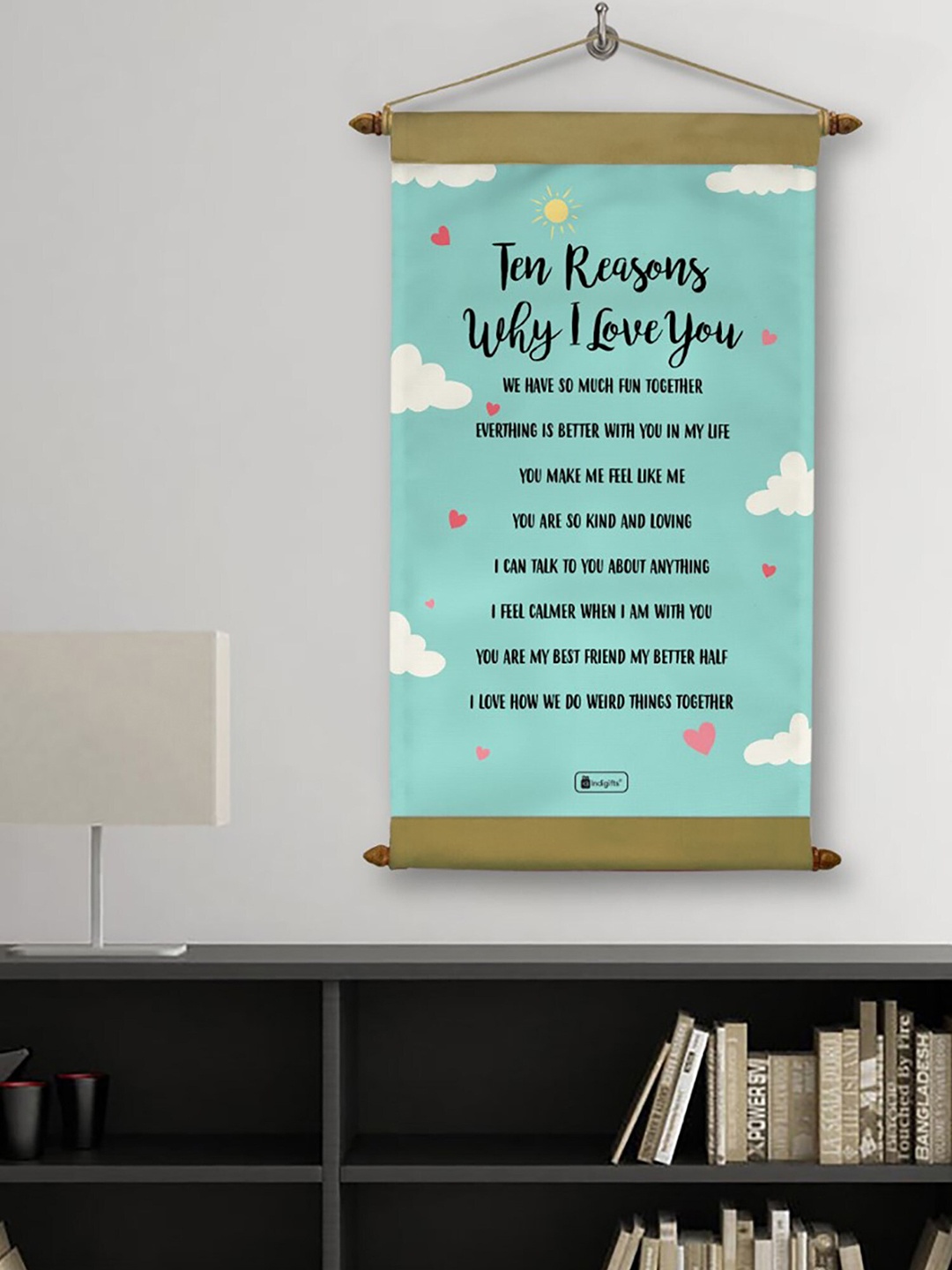 Indigifts Blue & Black Ten Reason to Love Scroll Message Card Valentine Gift