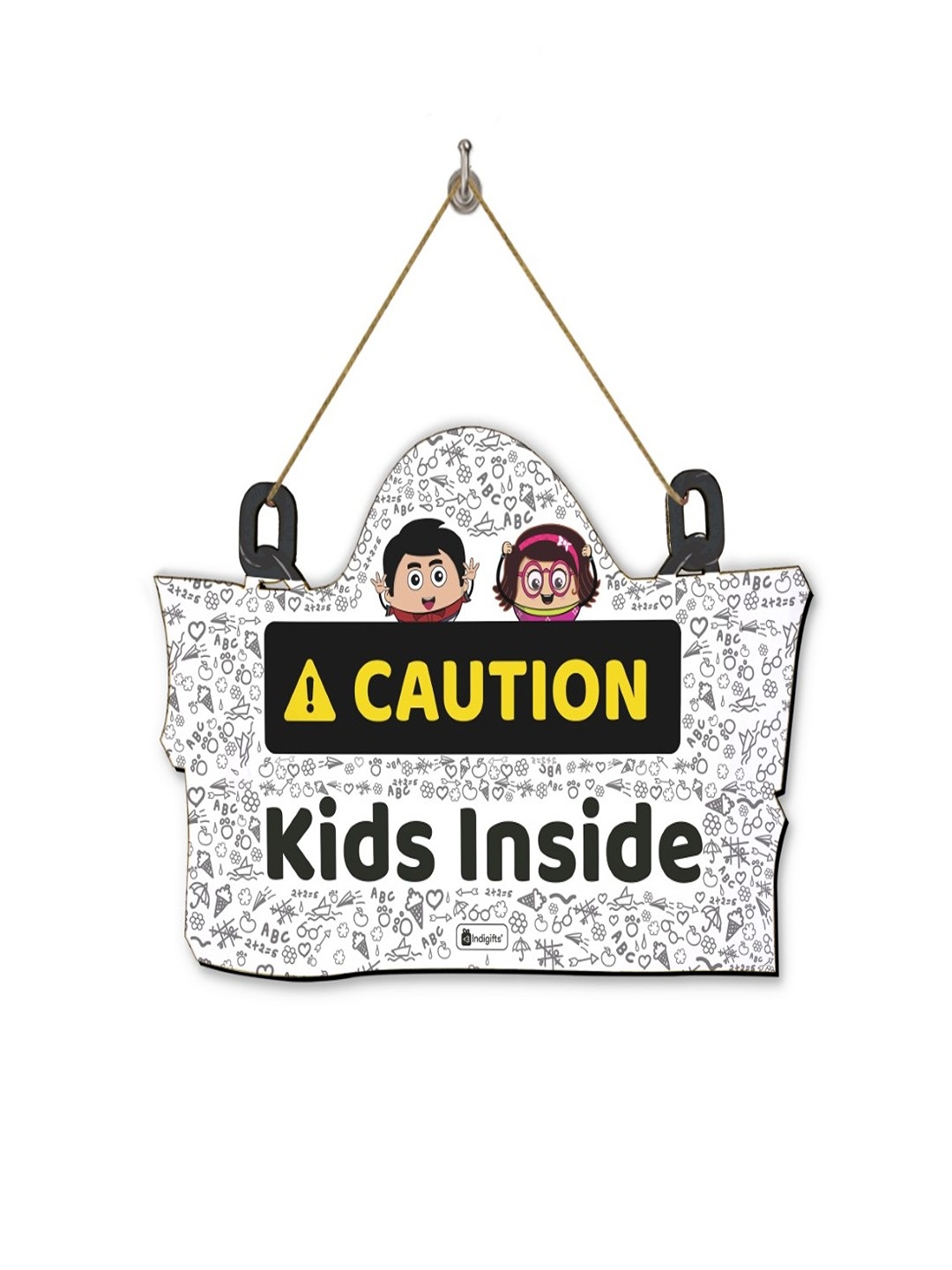 

Indigifts White Cautions Printed Wood Wall Hanging