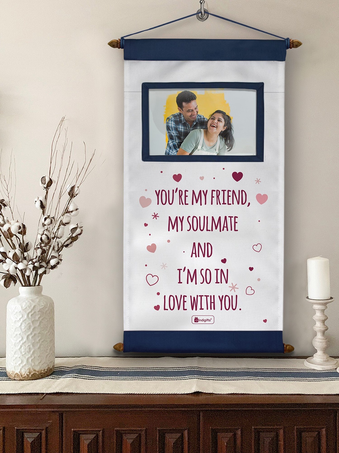 

Indigifts White Printed Valentine Gift Wall Hanging Scroll Card