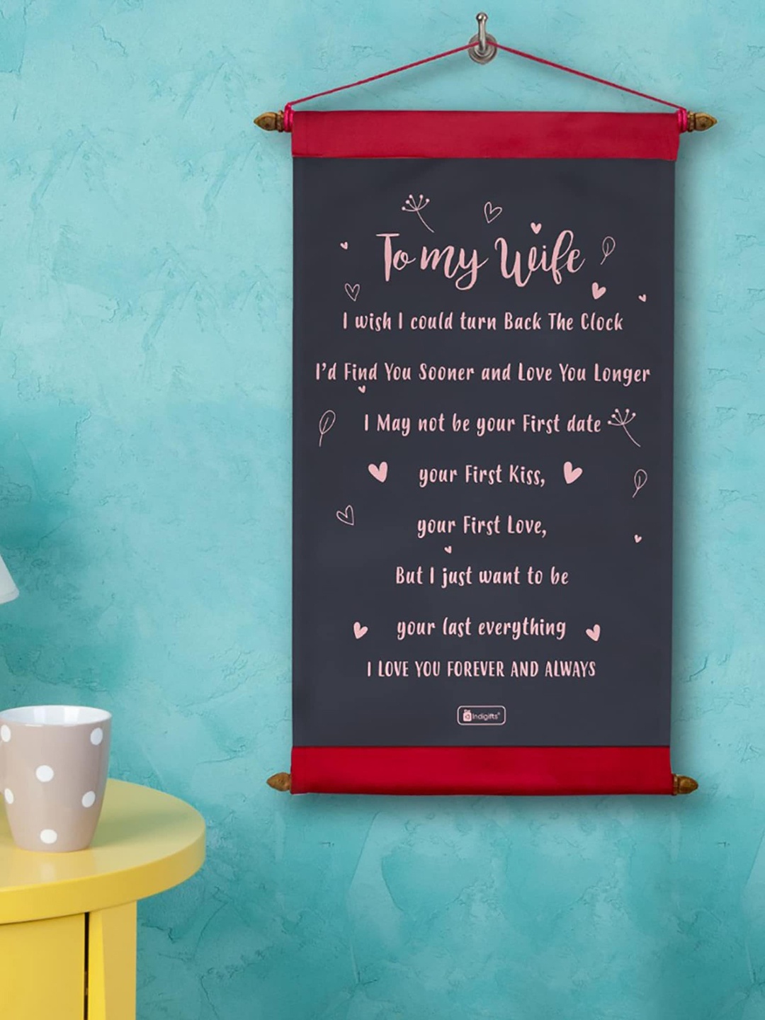 

Indigifts Grey & Pink Love Message Scroll Card Valentine Gift Wall Hanging