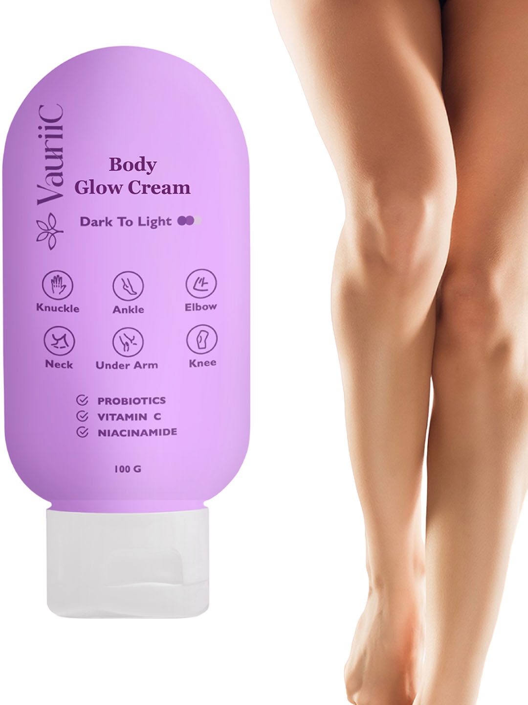 

VauriiC Body Glow Cream To Reduce Dark Spots On Knees - 100g, White