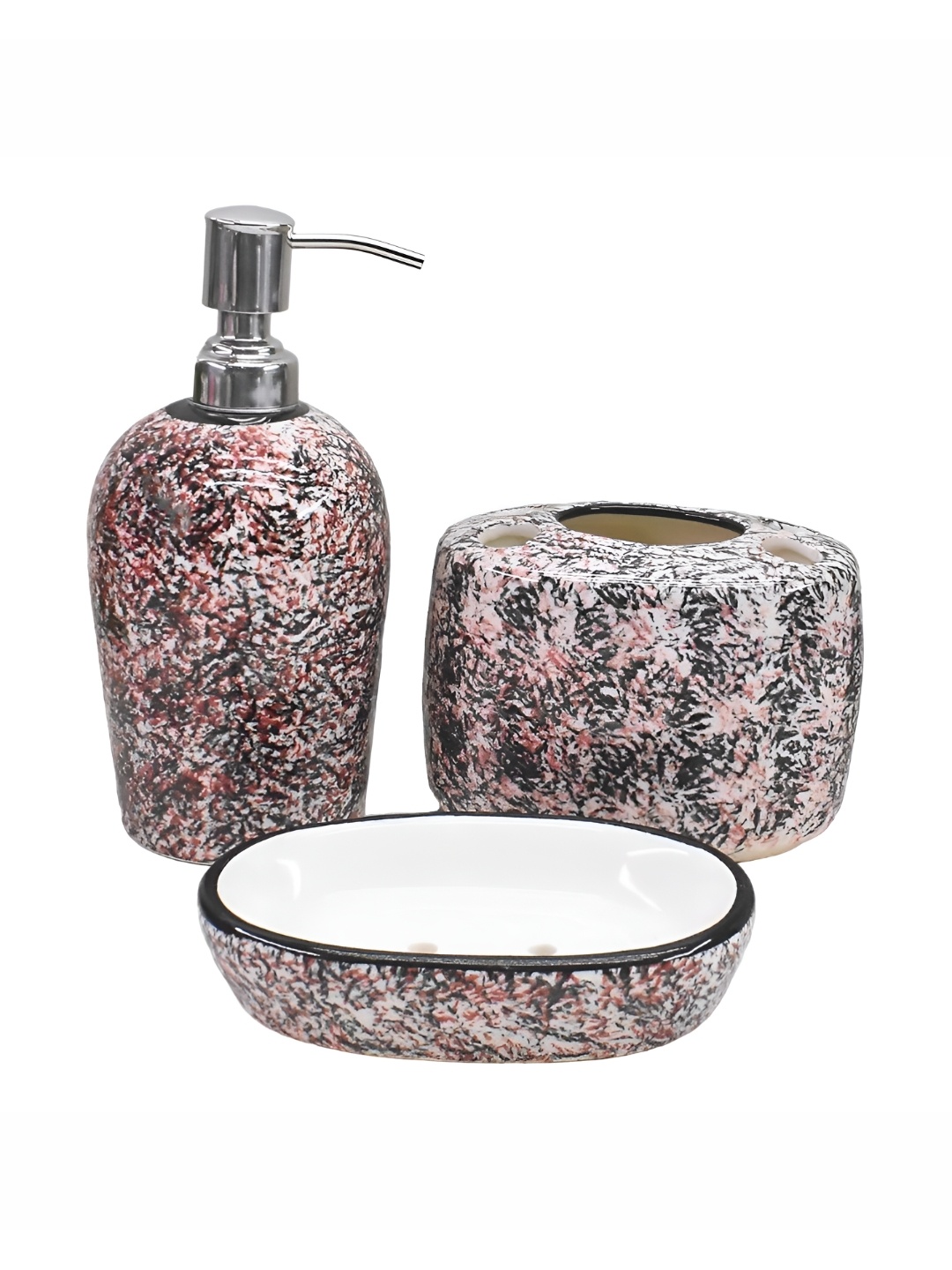 

Kookee Brown 3 piece Abstract Ceramic Bath Accessories Set