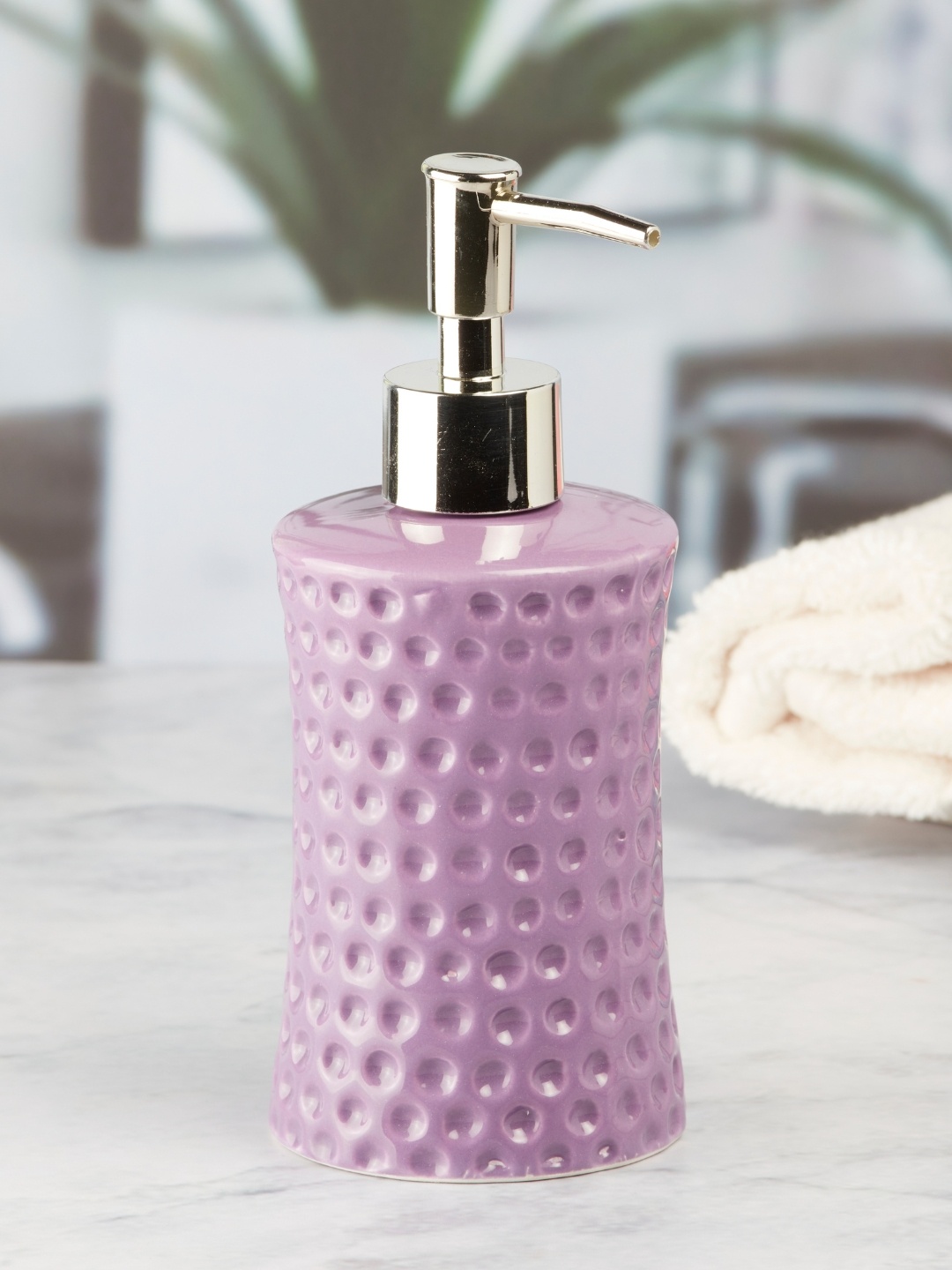

Kookee Purple 2 piece Abstract Soap Dispenser Pump for Bathroom