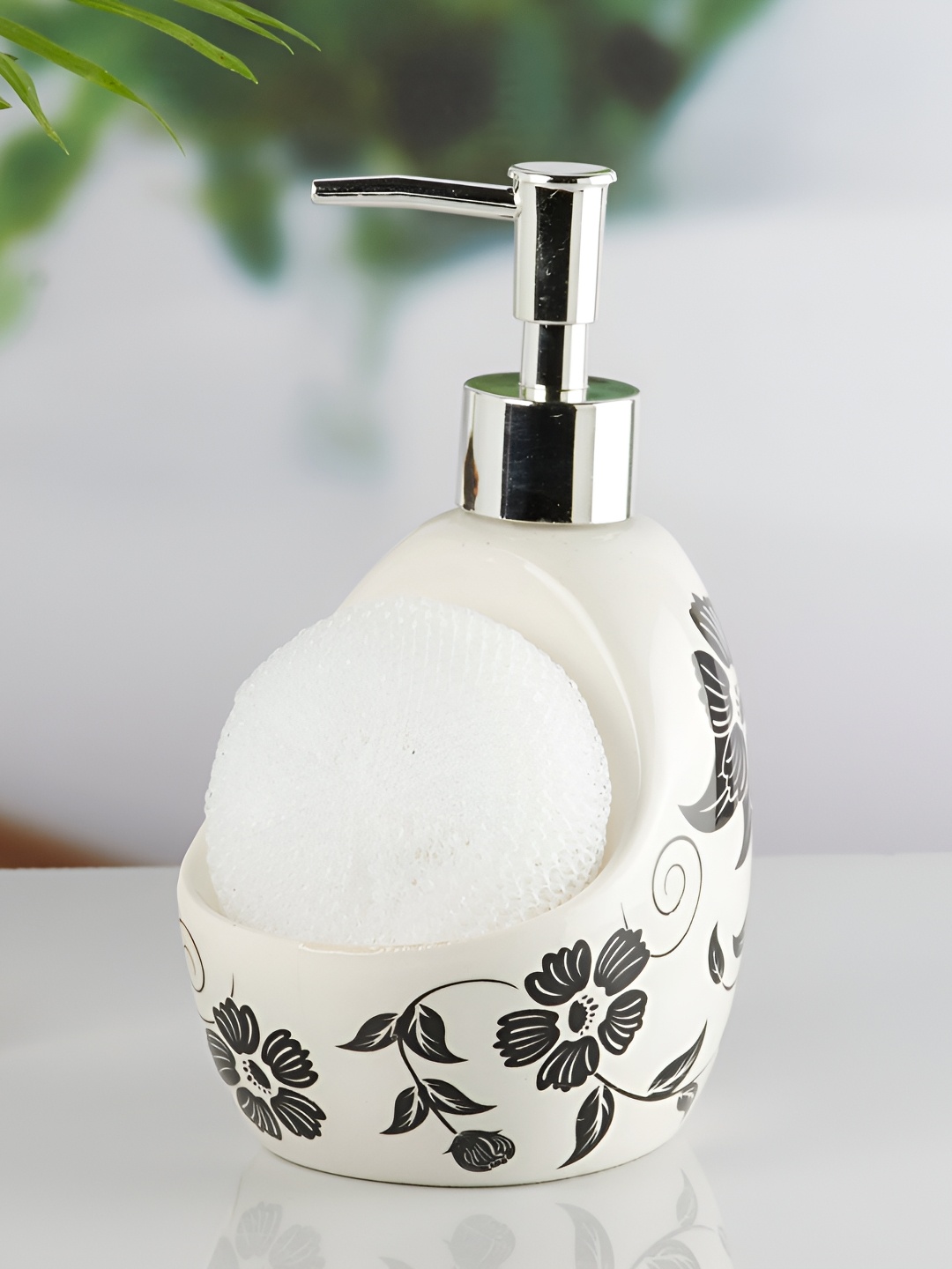 

Kookee White Abstract Ceramic Glossy Soap Dispenser