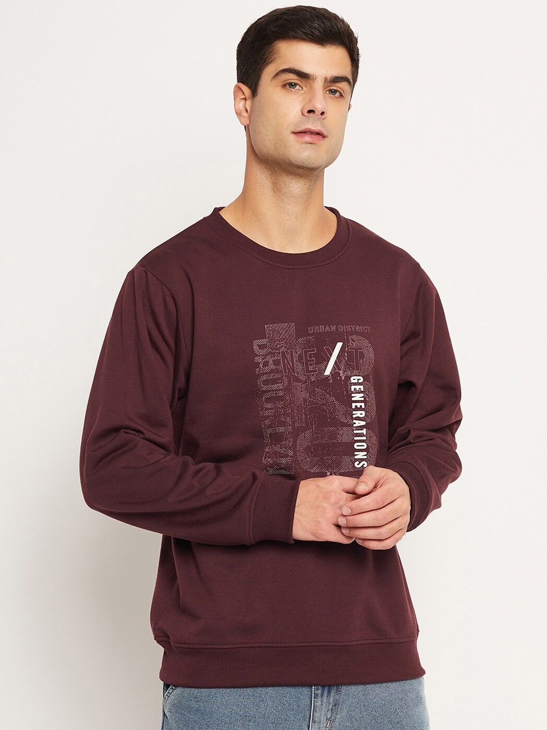 

STROP Typographic Printed Fleece Sweatshirt, Brown