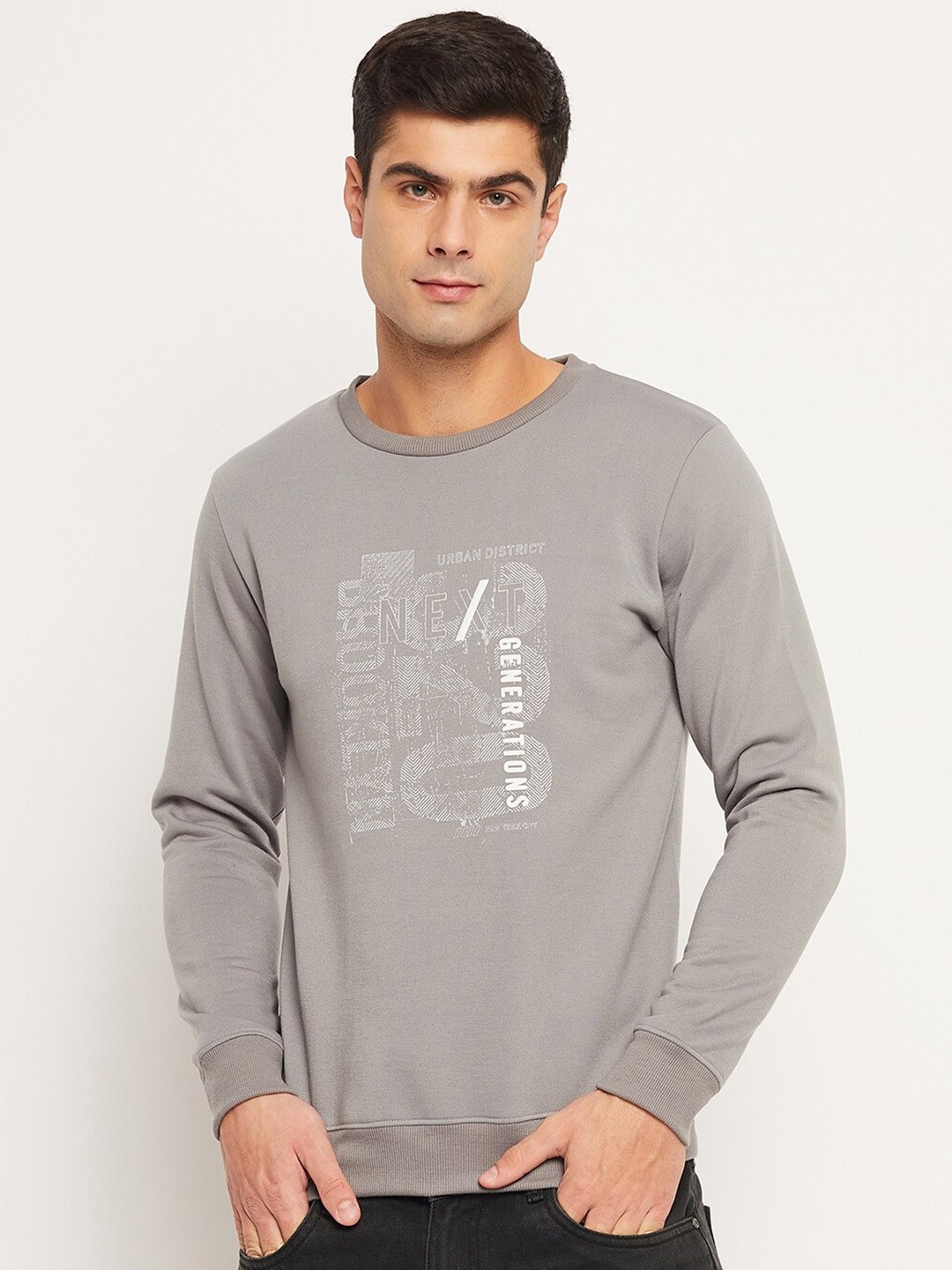

STROP Typographic Printed Fleece Sweatshirt, Grey