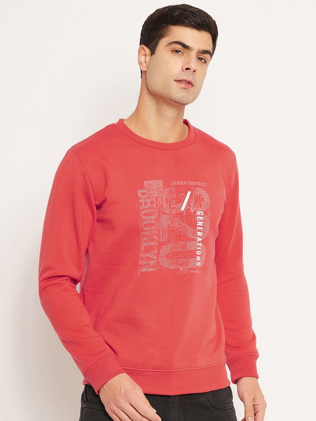 

STROP Typographic Printed Fleece Sweatshirt, Orange