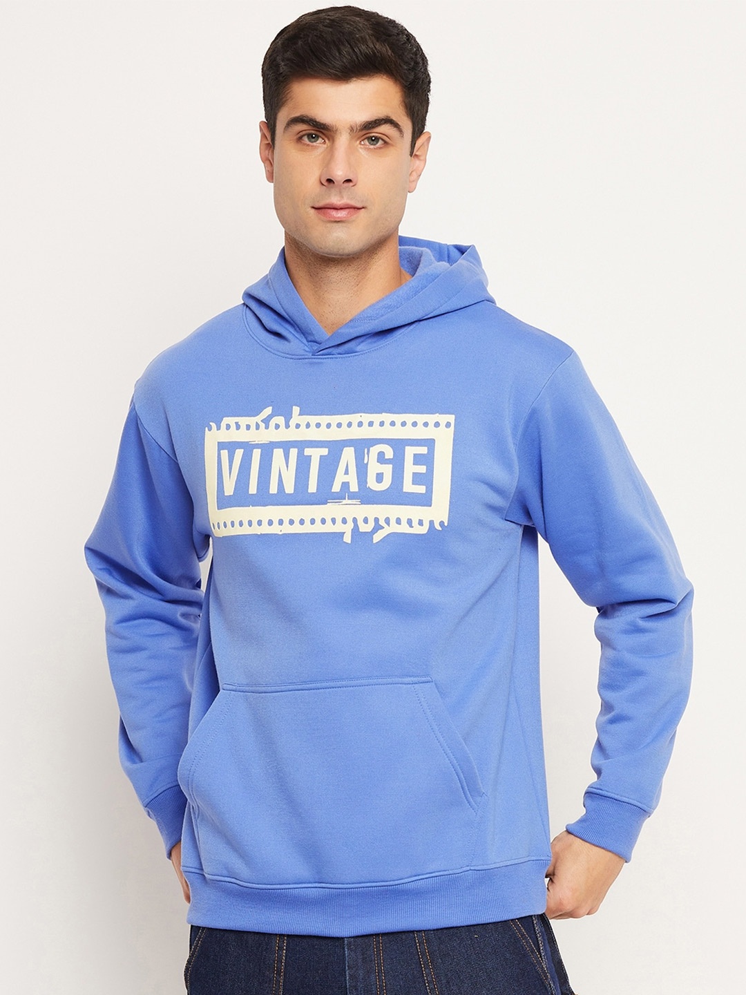 

STROP Typographic Printed Hooded Fleece Sweatshirt, Blue