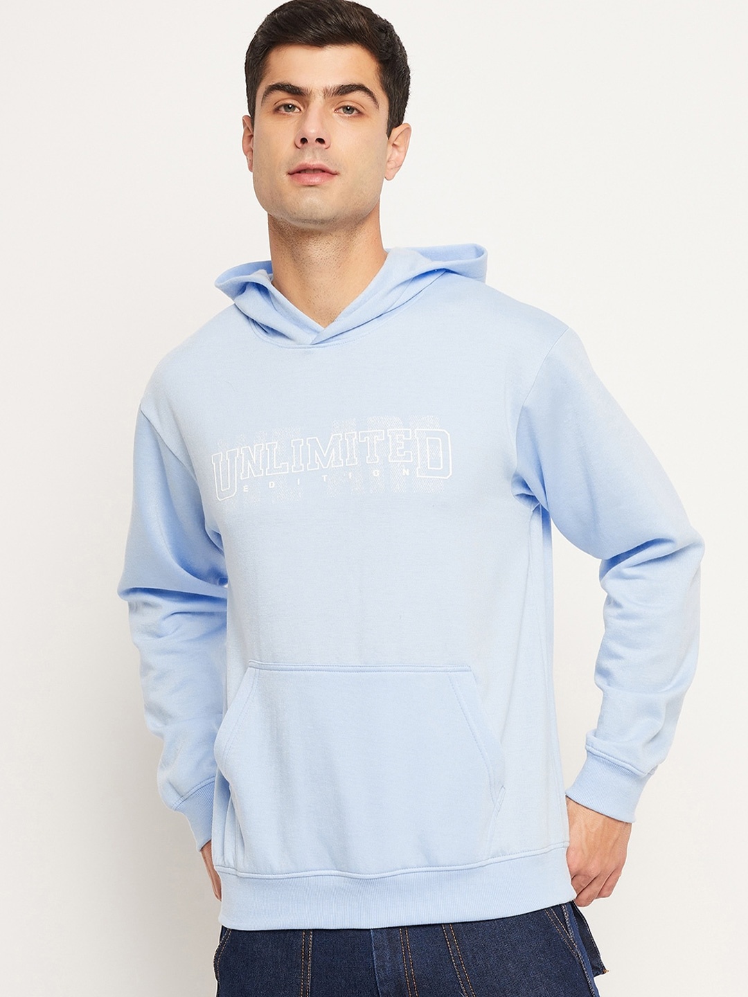 

STROP Typographic Printed Hooded Fleece Sweatshirt, Blue