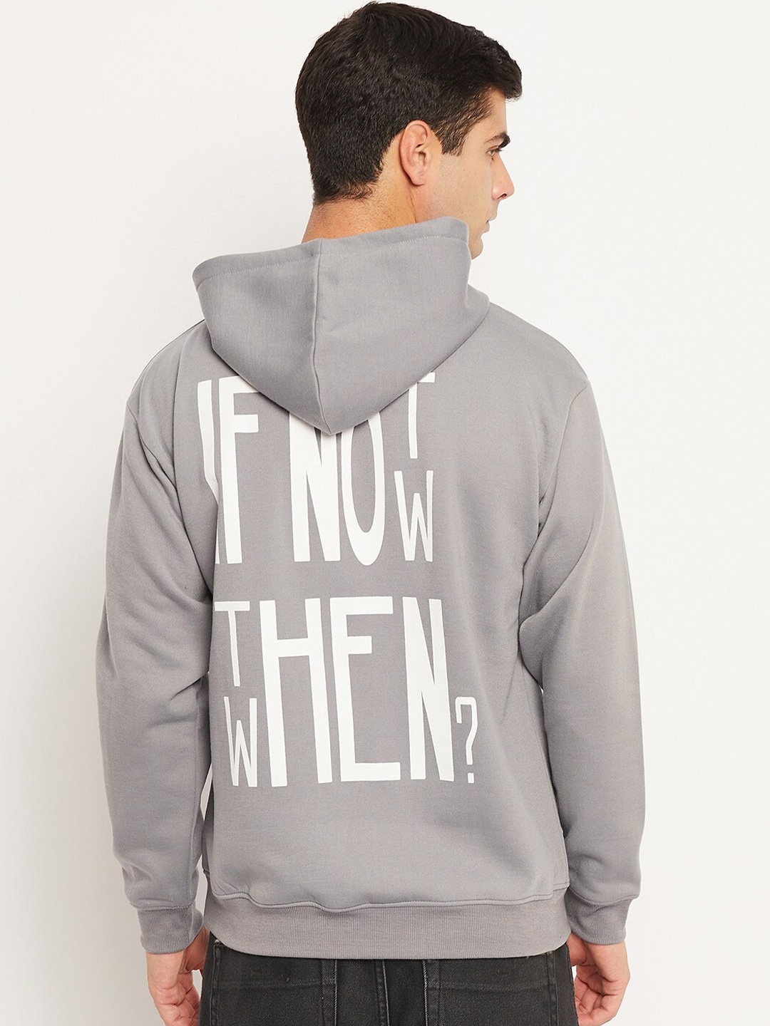

STROP Typographic Printed Hooded Fleece Sweatshirt, Grey