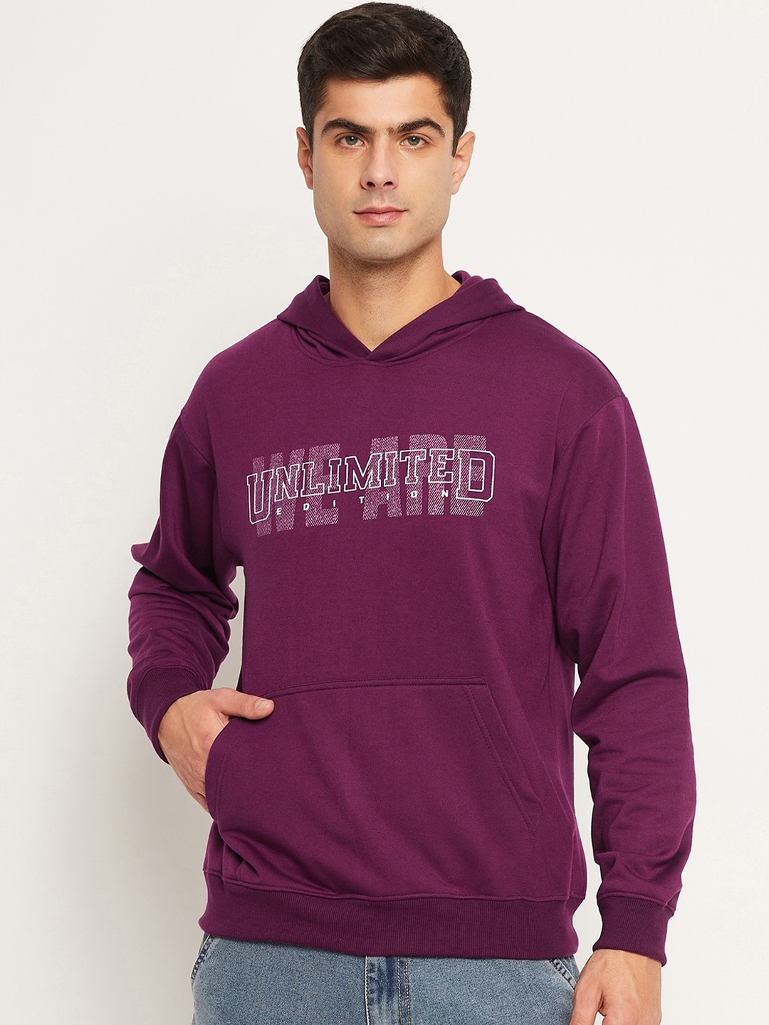 

STROP Typographic Printed Hooded Fleece Sweatshirt, Purple