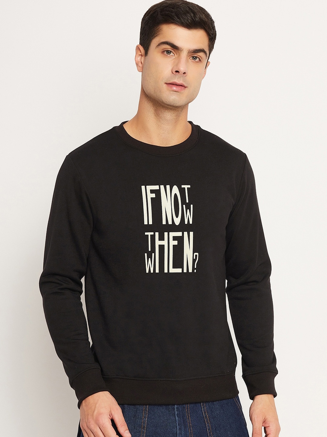 

STROP Typographic Printed Fleece Sweatshirt, Black