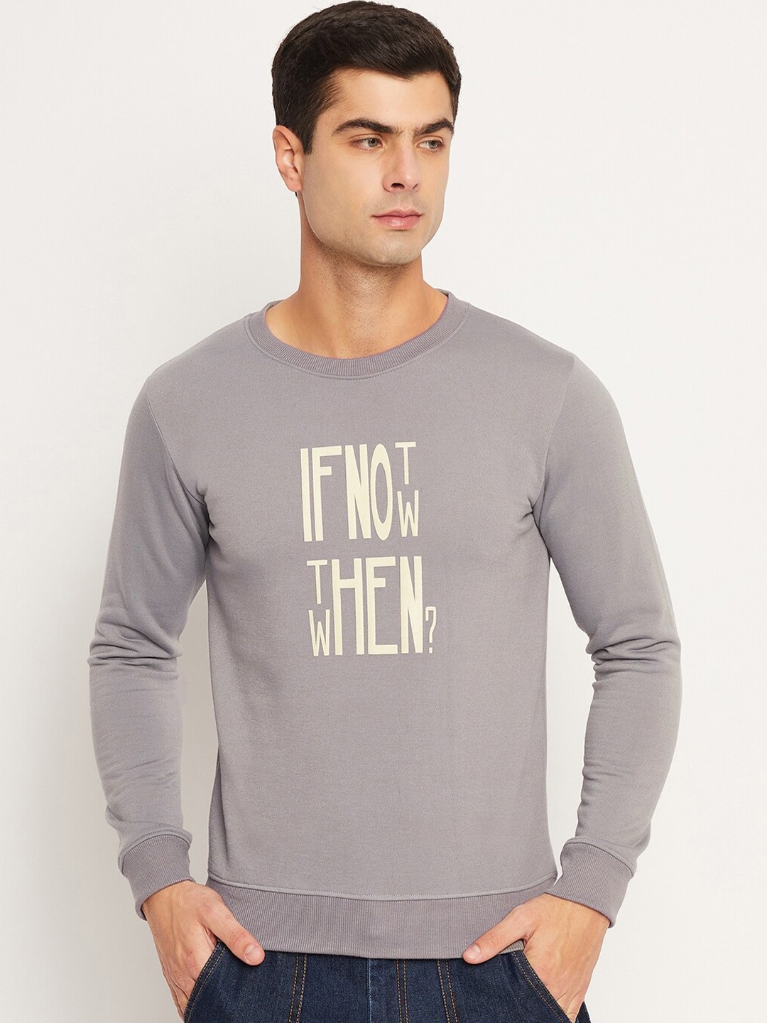 

STROP Typographic Printed Fleece Sweatshirt, Grey