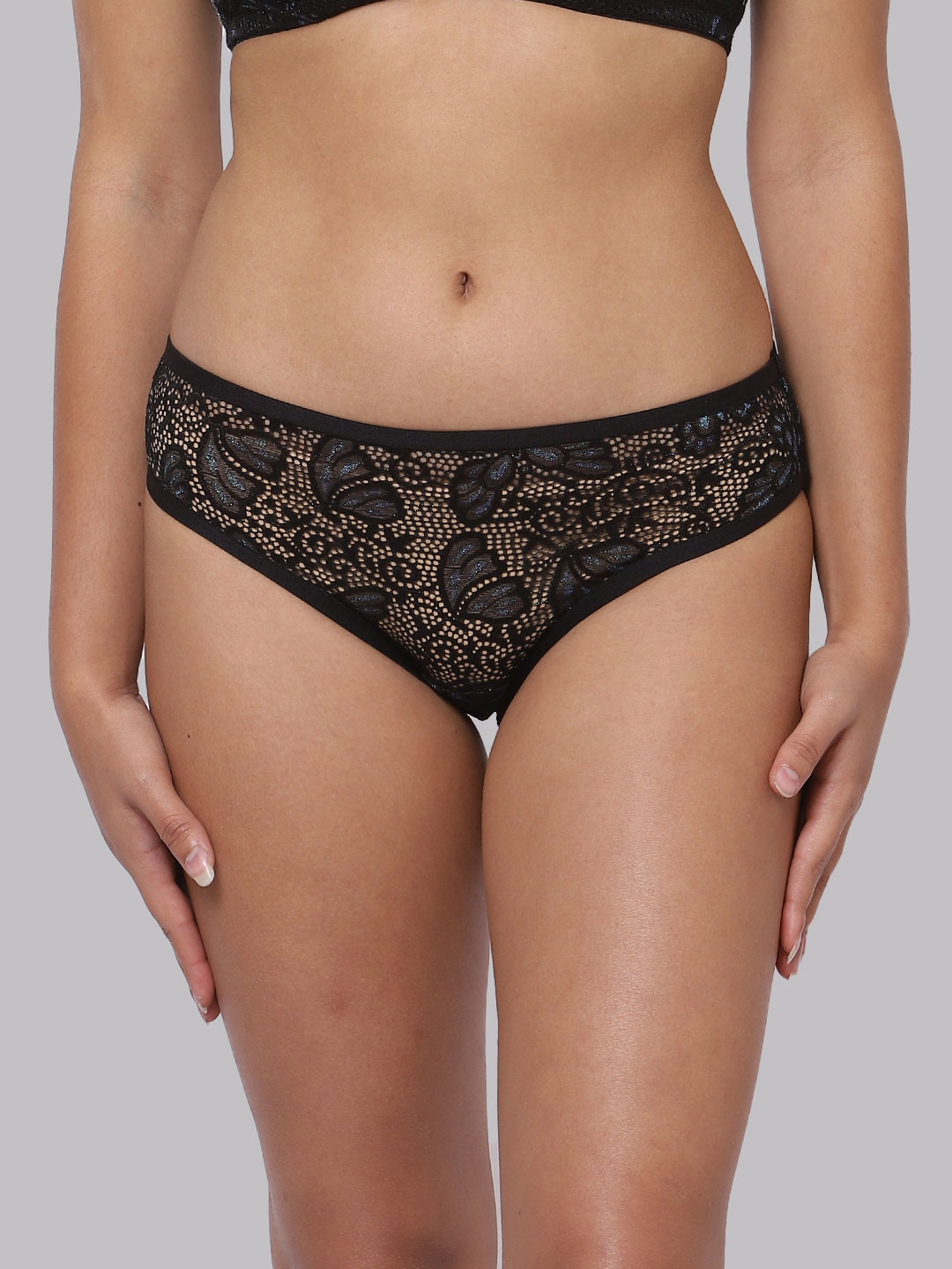 

CUKOO Self Design Bikini Brief, Black
