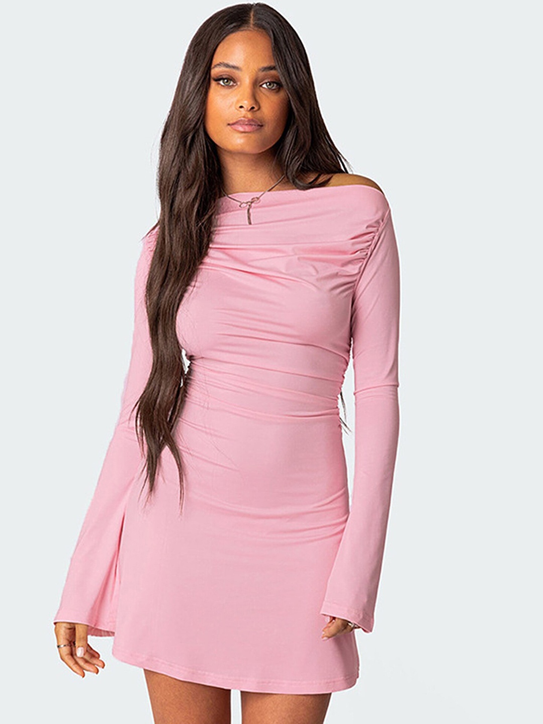 

LULU & SKY Off Shoulder A-Line Mini Dress, Pink