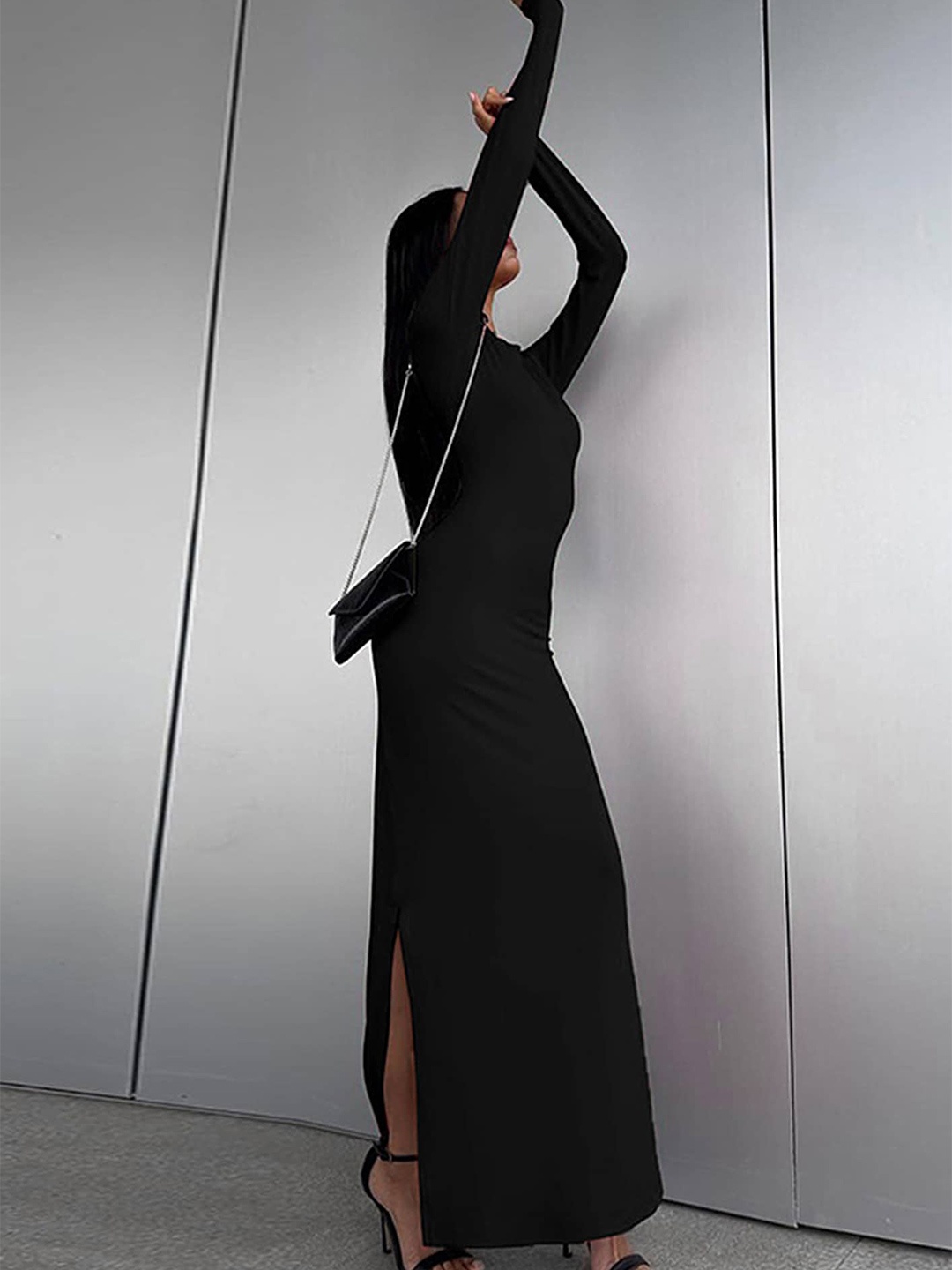 

LULU & SKY Round Neck Maxi Dress, Black