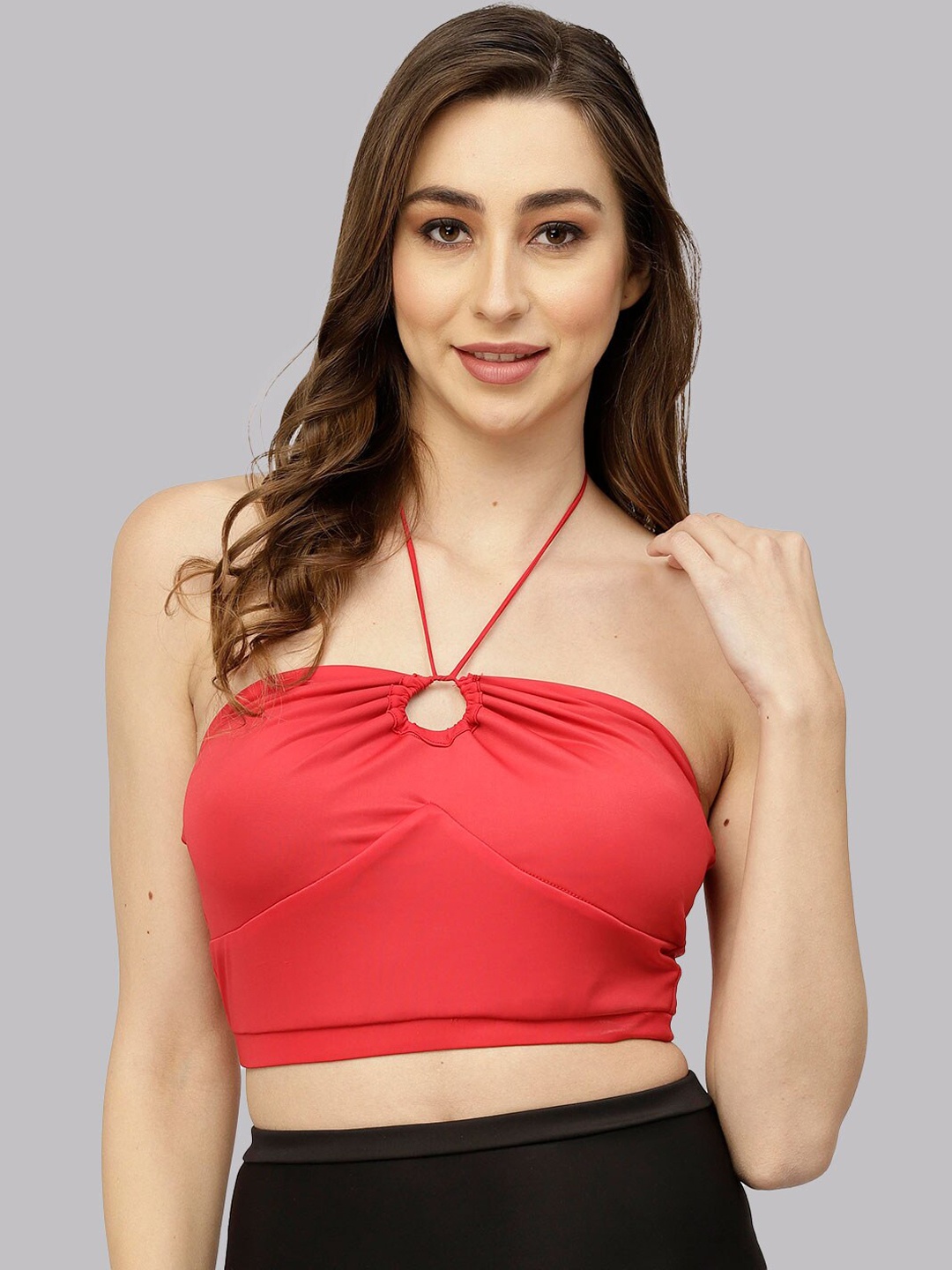 

CUKOO Padded Halter Neck Swim Top, Red