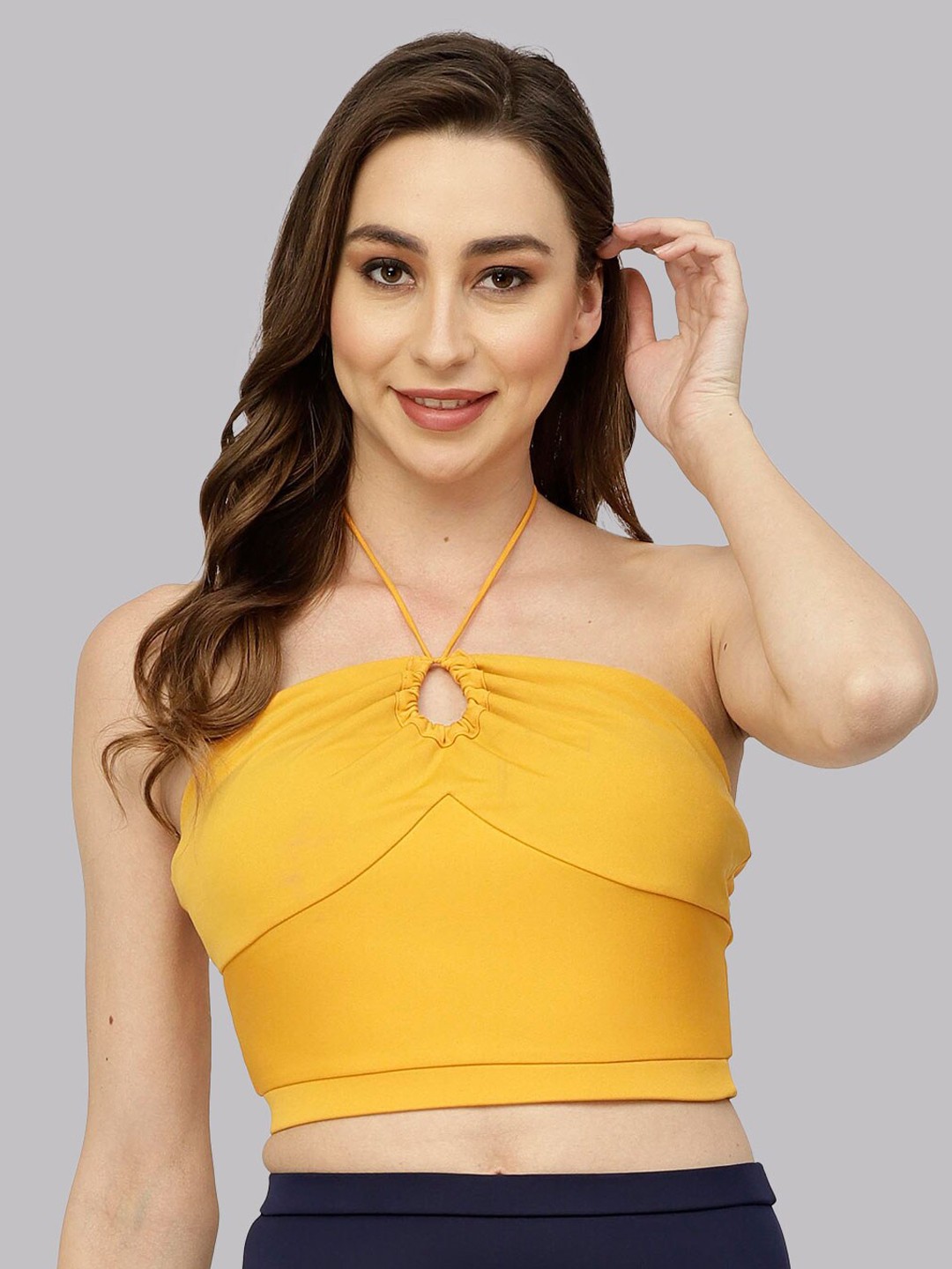 

CUKOO Halter Neck Swim Top, Yellow