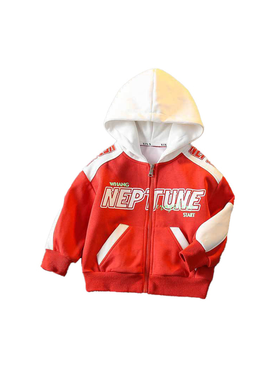 

StyleCast Boys Red Typography Printed Hooded Insulator Cotton Open Front Jacket