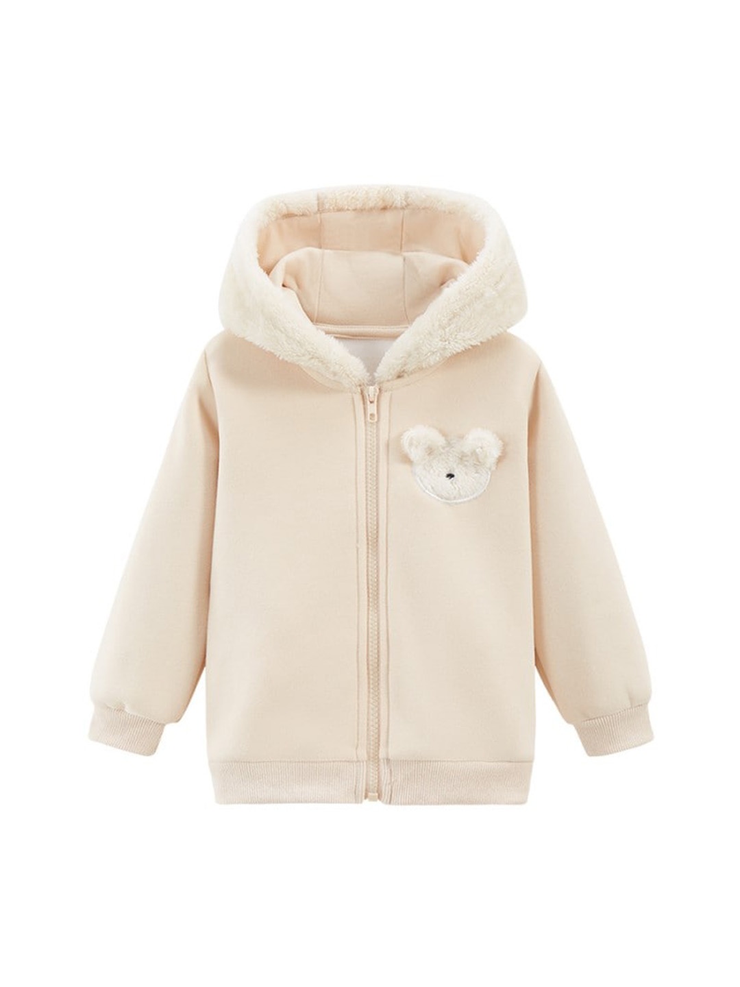 StyleCast Girls Beige Hooded Insulator Cotton Open Front Jacket
