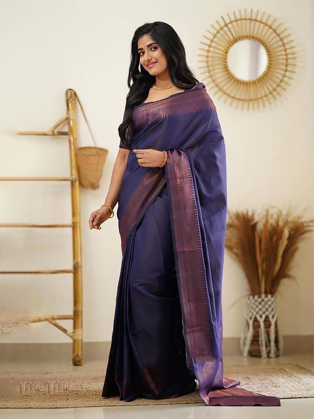 

KALINI Woven Design Zari Banarasi Saree, Blue