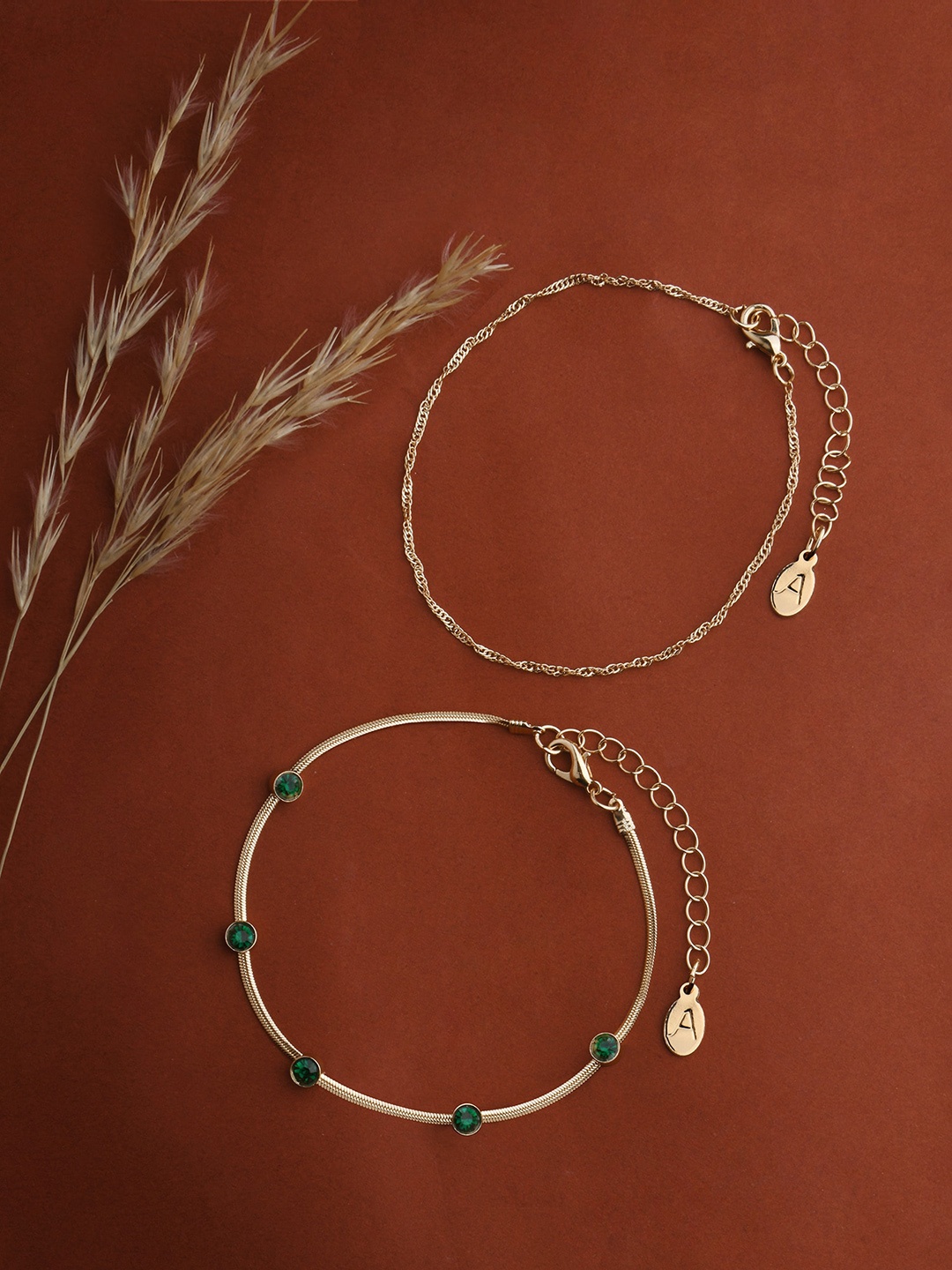 

Accessorize Set Of 3 Stone-Studded Anklets, Silver