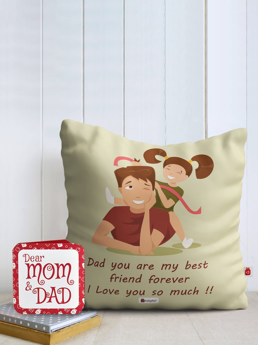 

Indigifts Cream & Green Printed Square Shaped Cushion