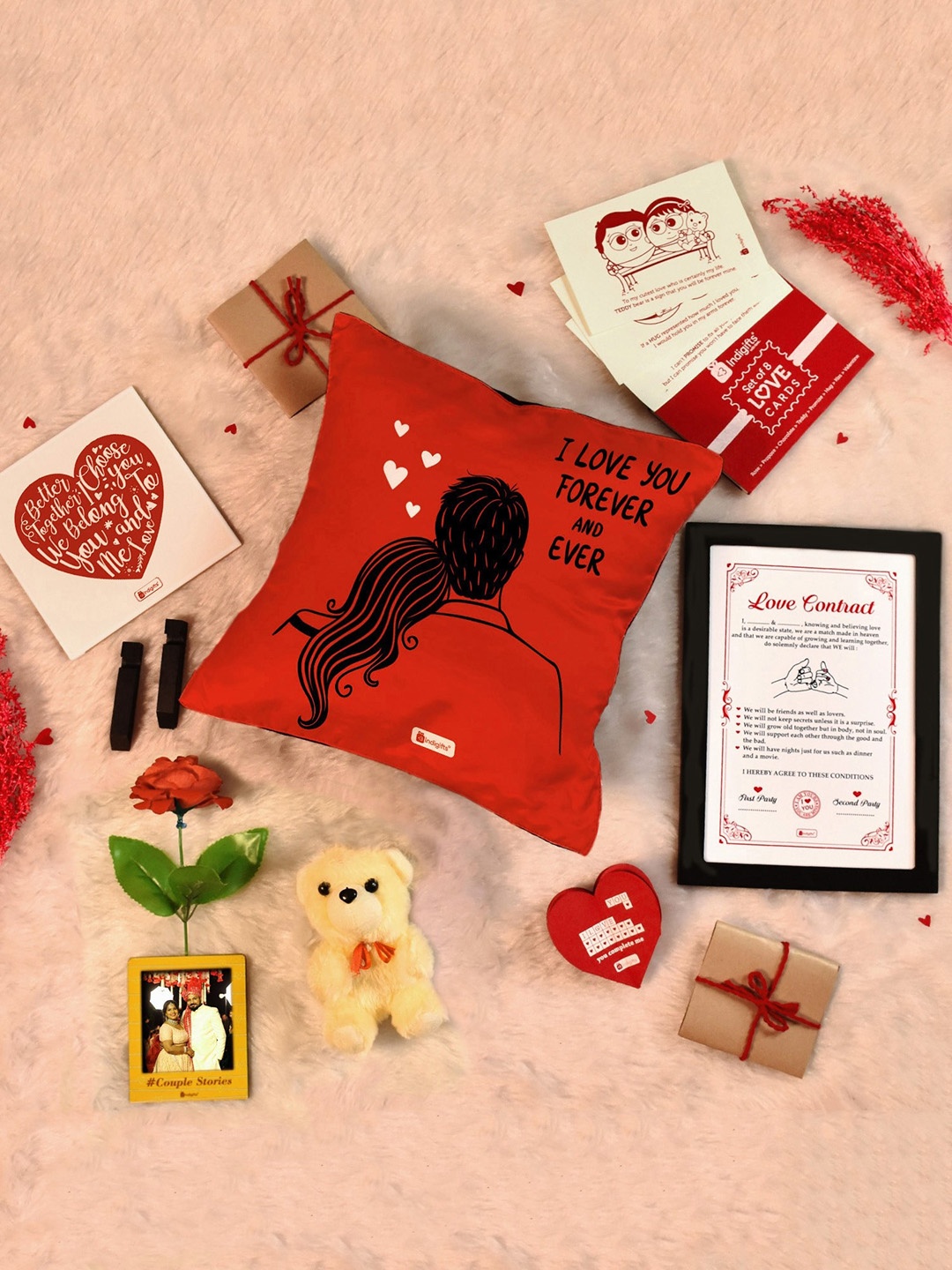 

Indigifts Red & Black 14 Pieces Valentine Gifts Set