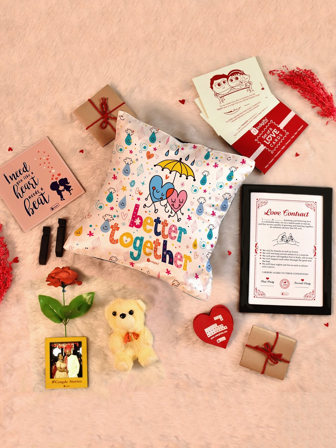 

Indigifts 13 Pcs White & Red Valentine Gifts