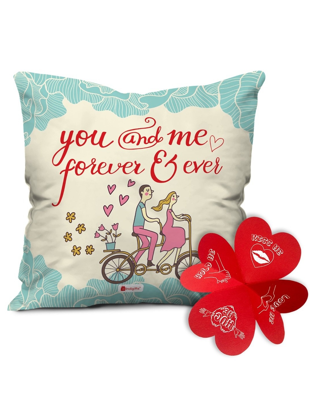 

Indigifts White & Blue Printed Square Shaped Cushion