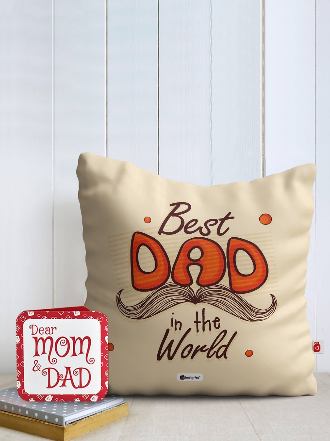 

Indigifts Beige & Brown Printed Square Filled Cushion