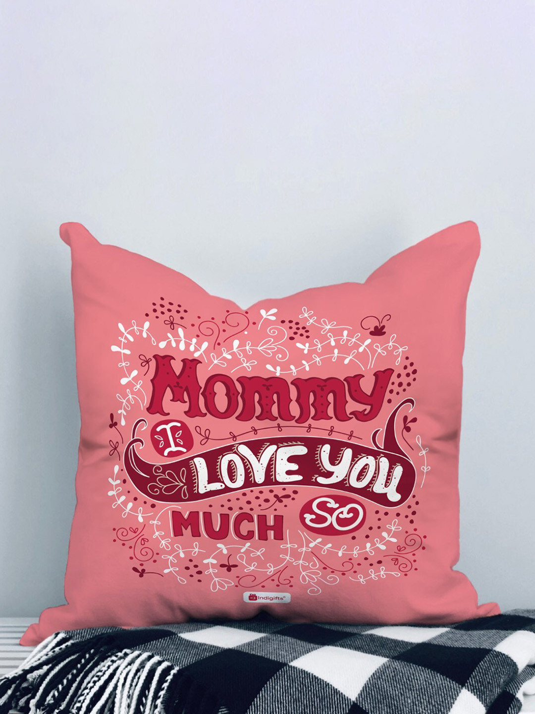 

Indigifts Pink & Red Printed Square Shaped Cushion