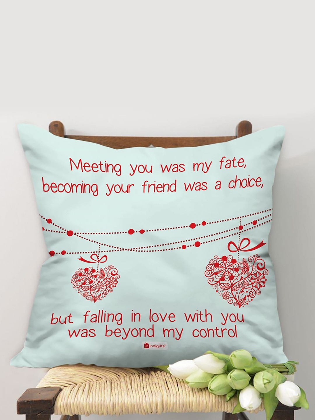 

Indigifts Green Printed Square Cushion With Cover