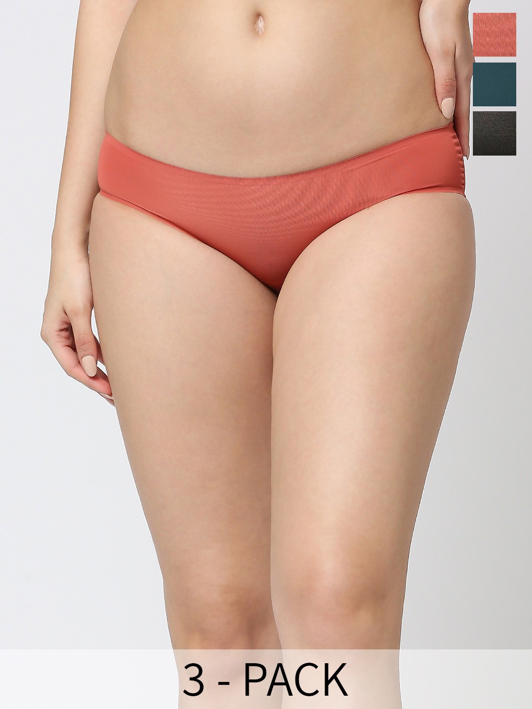 

RedRose Pack Of 3 Mid-Rise Hipster Briefs, Green