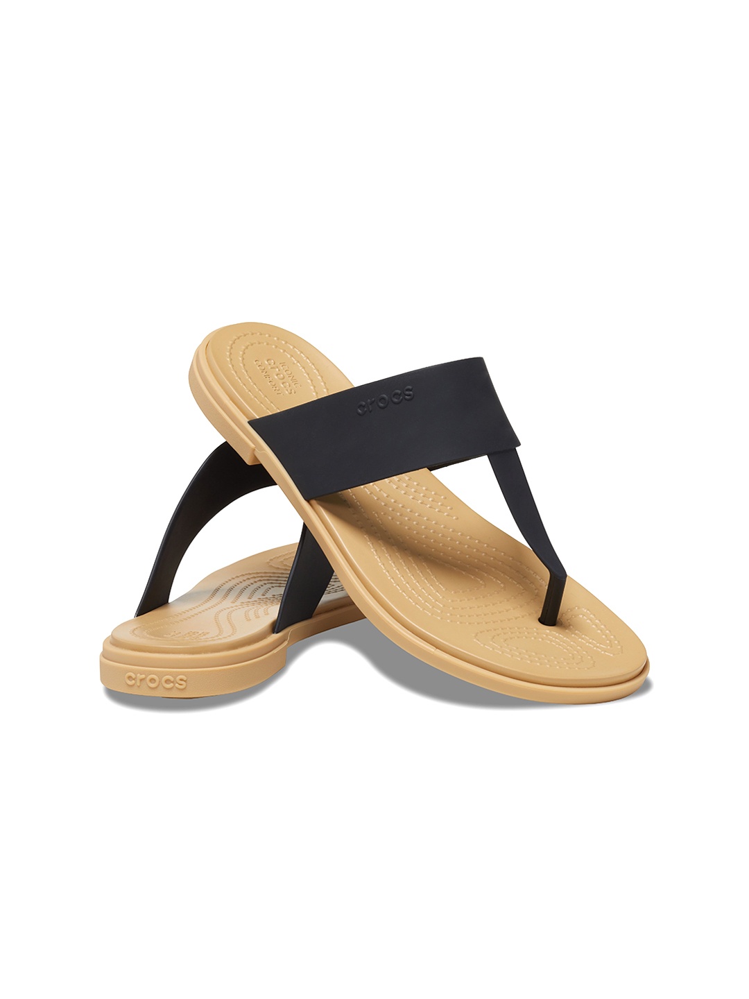 

Crocs Women Croslite T-Strap Flats, Black