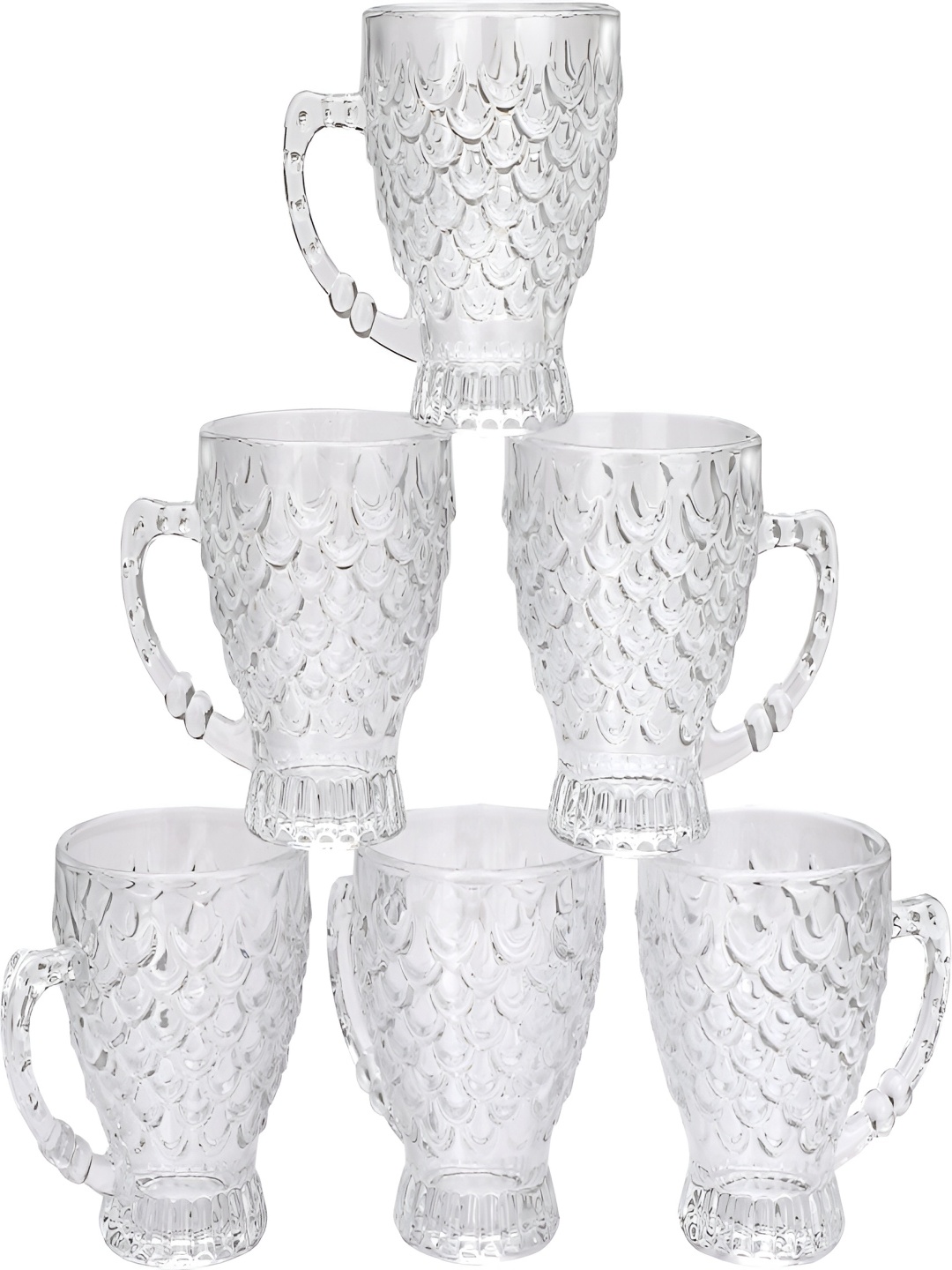 

Afast Transparent 6 Pieces Geometric Textured Glass Transparent Cups 180 ML Each