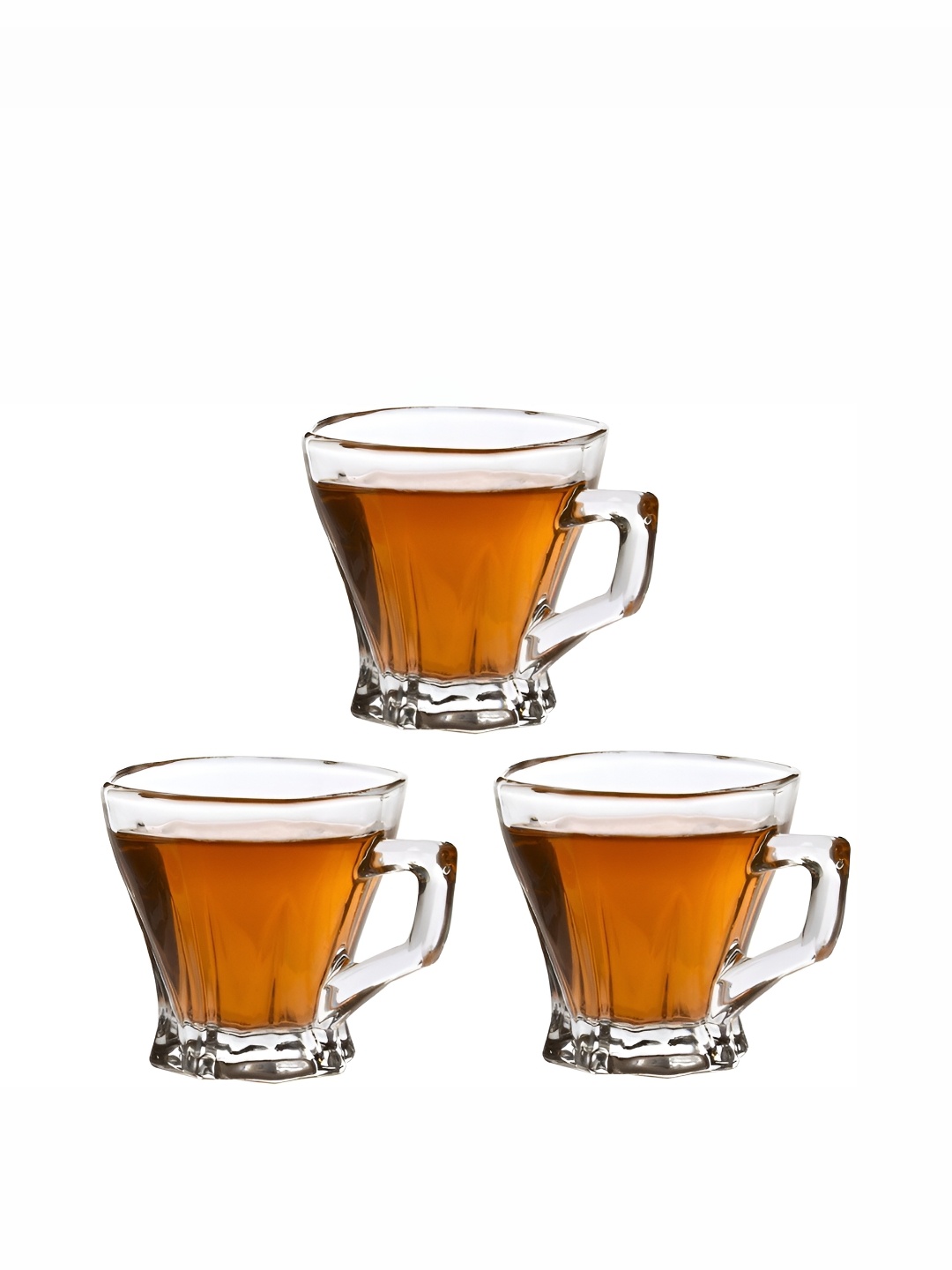 

Afast Transparent 3 Pieces Dishwasher Safe Geometric Glass Transparent Cups 120 ml Each