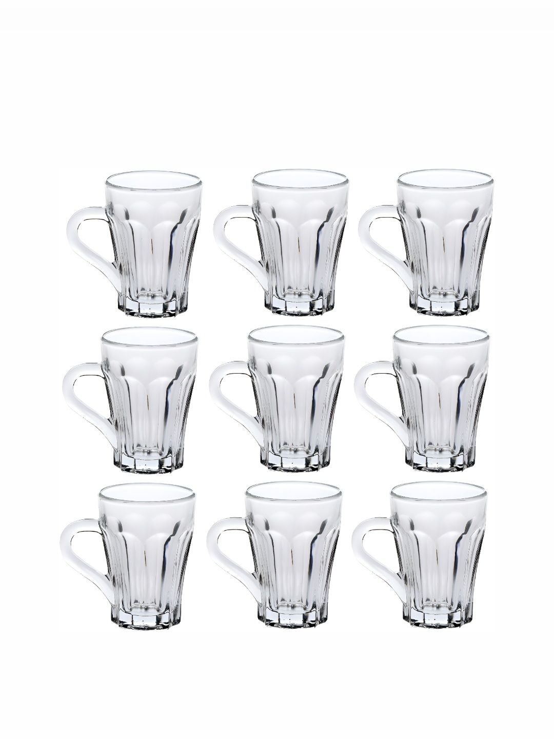 

Afast Transparent 9 Pieces Dishwasher Safe Geometric Glass Transparent Cups 100 ml Each