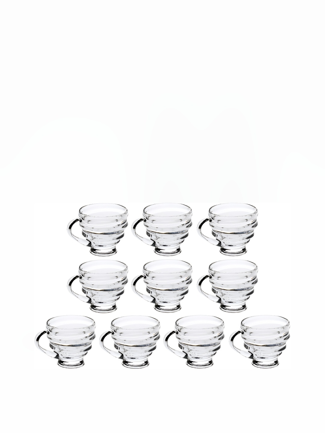 

Afast Transparent 10 Pieces Geometric Textured Glass Transparent Cups 150 ML Each