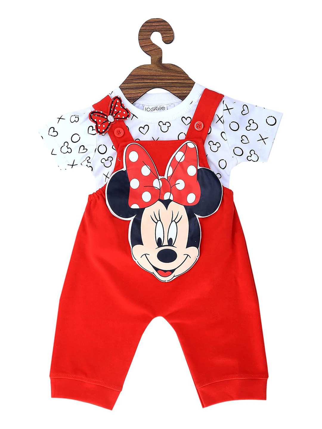 

BAESD Infants Printed Cotton Dungaree With T-Shirt, Red