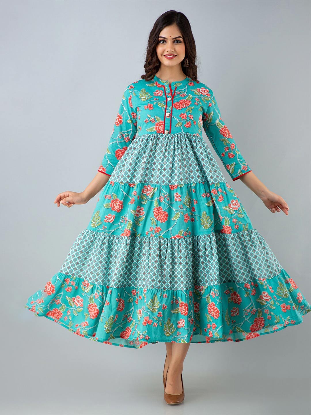 

BAESD Floral Printed Fit & Flare Dress, Green