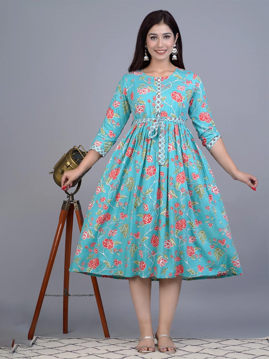 

BAESD Floral Printed Fit & Flare Dress, Blue